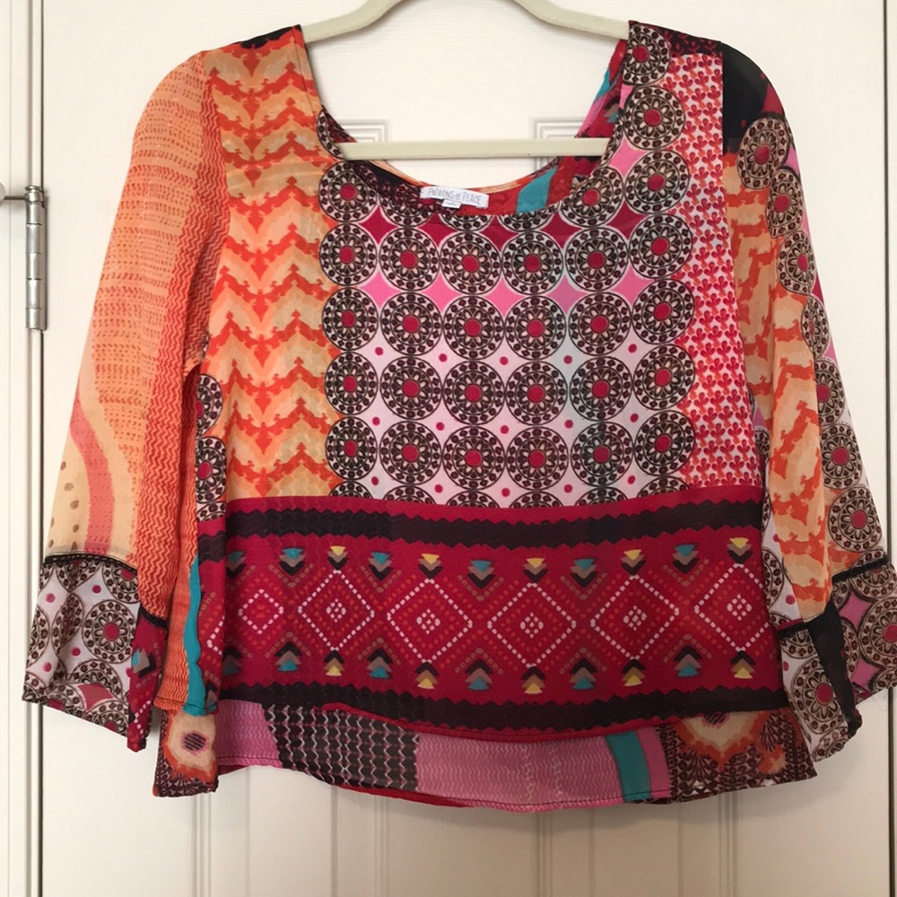 Patrons of Peace Pattern Open Back Blouse